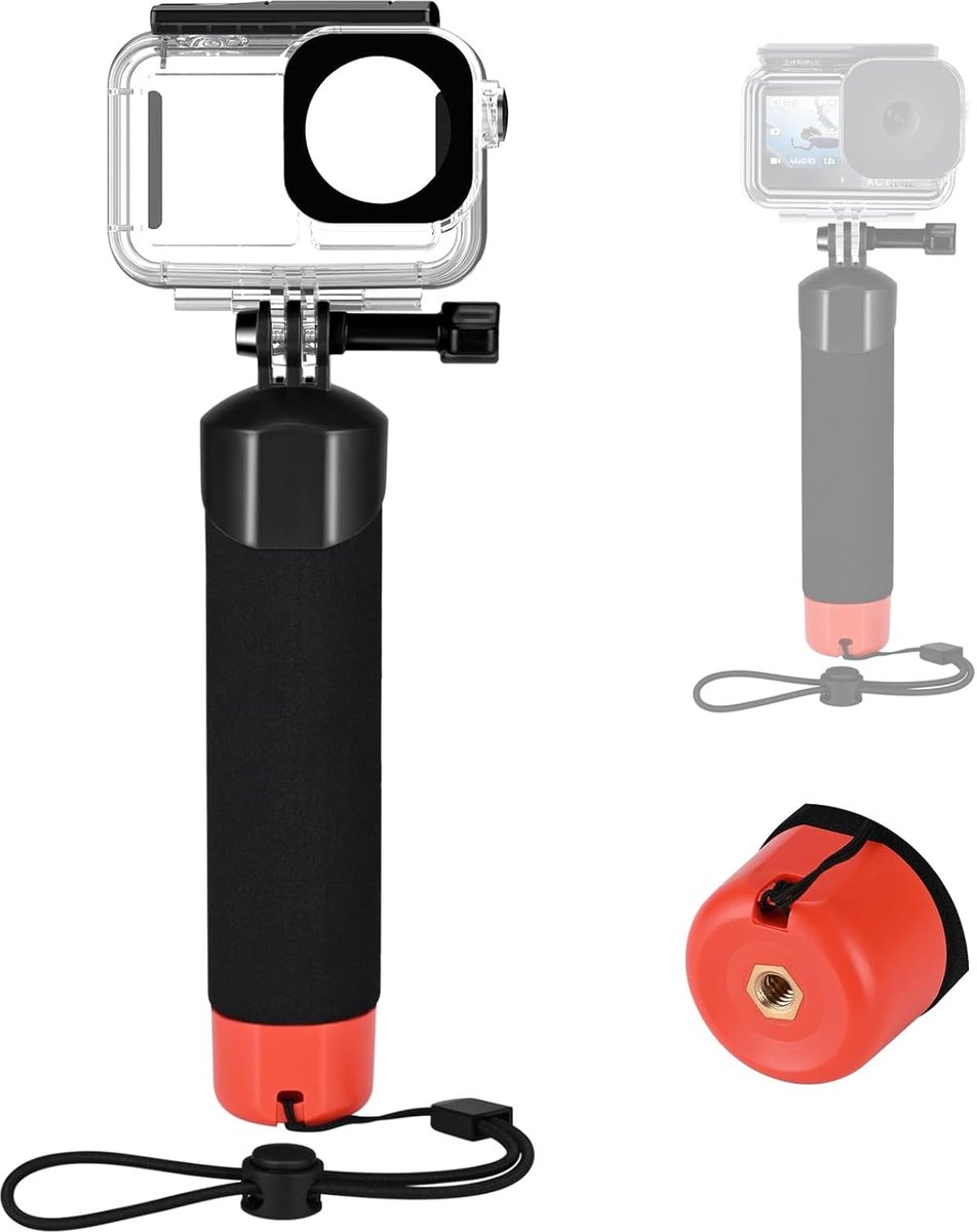 SnelShoppen - Osmo Action Duikaccessoires Set - Waterproof Case + Drijvende Handgreep + Anti-Fog Inserts - Geschikt voor Actiecamera's - Onderwater Ac