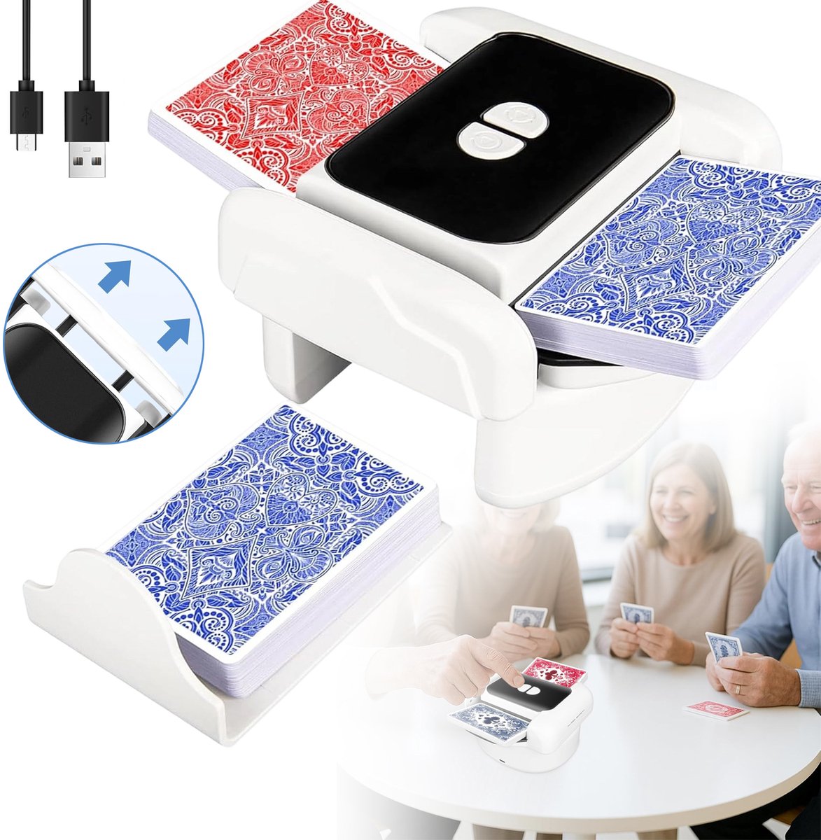 Kaartschudmachine - 2000mAh Automatische Kaartenschudmachine - Twee-Decks Kaartenschudmachine - Geschikt Voor Poker En Texas Hold'em