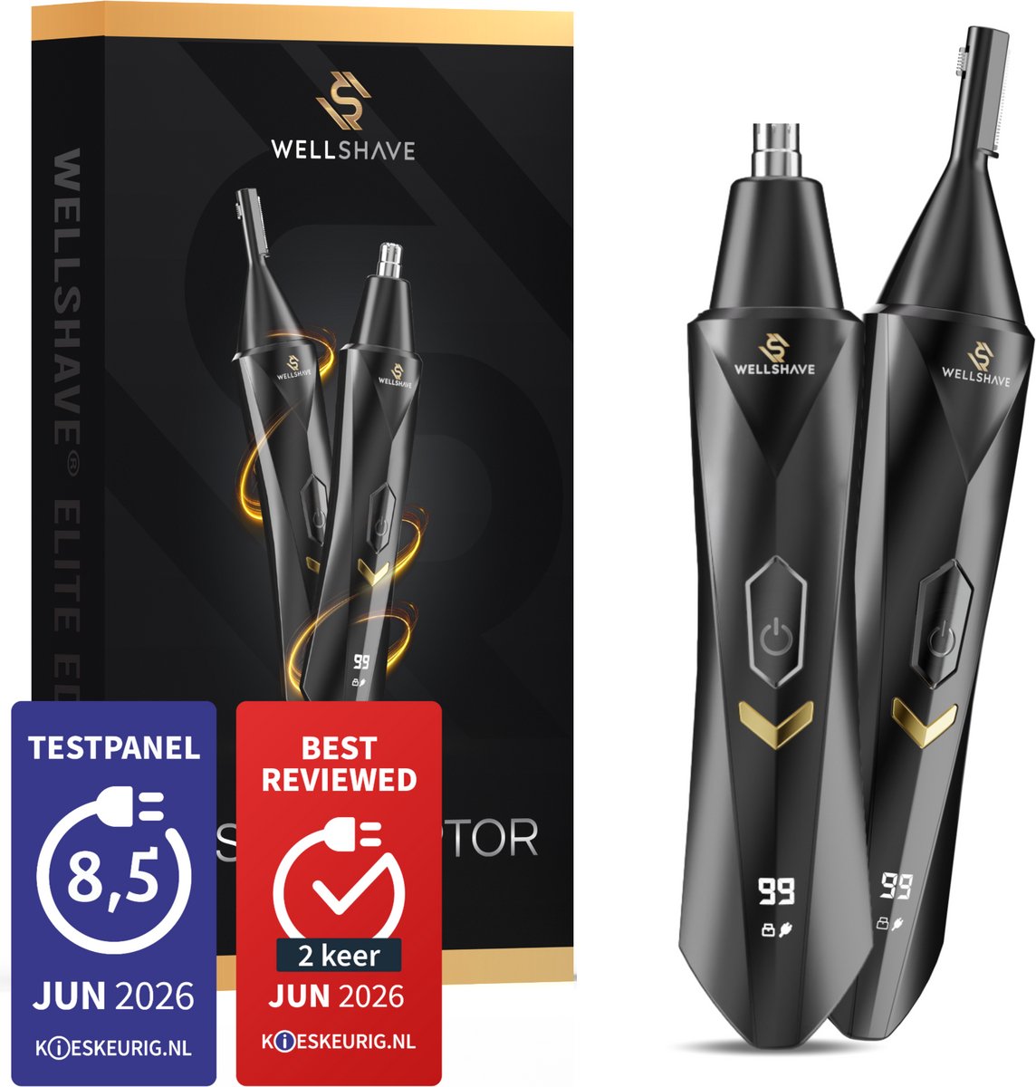 Wellshave Neustrimmer 2 in 1 Elite - Wenkbrauw en Oorhaar trimmer - Neustrimmer mannen - Wenkbrauw Trimmer - Neushaartrimmer