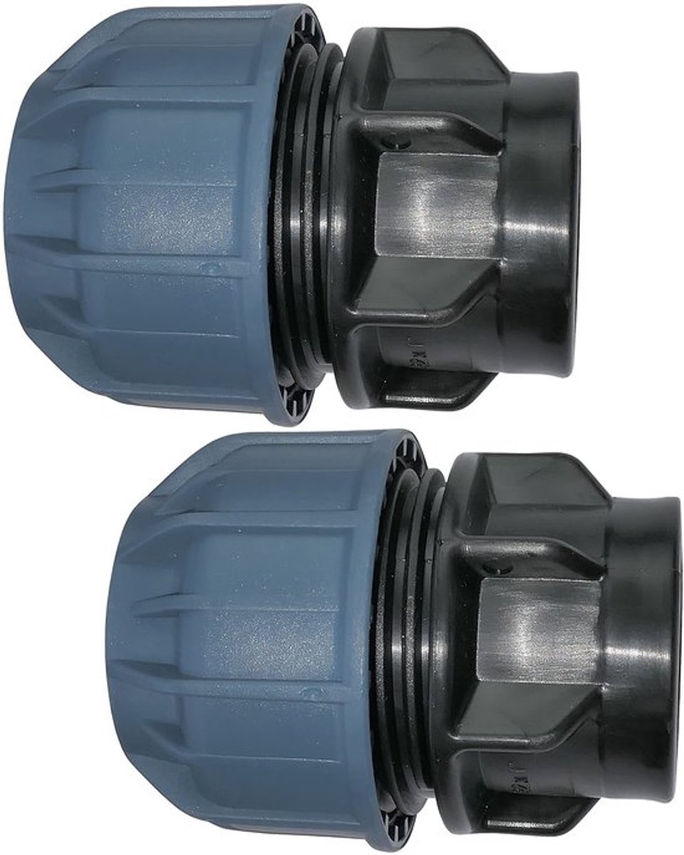 Set van 2 Draadhulzen - Rechte Compressiereductie - 1 inch Binnendraadaansluiting - Ø32mm Buis - Polypropyleen - Verbindingselementen