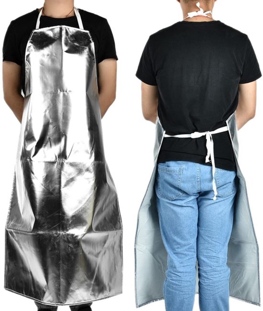 Hittebestendig Schort 1000 °C - Aluminiumfolie Schort - Vuurvast Schort - Hoge Temperatuur Werkschort - Comfortabel en Duurzaam - Slijtvast en Warmte-isolerend - Grillschort