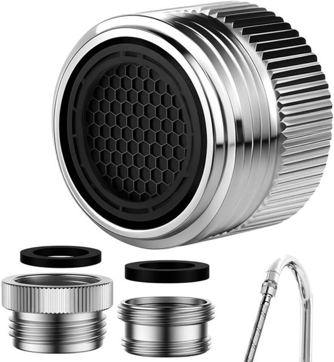 Water tap strainer - Kraanfilter - Hoogwaardige anti-kalk technologie - Chroom - Aerator - Voor keuken en badkamer - Verstelbare aansluiting