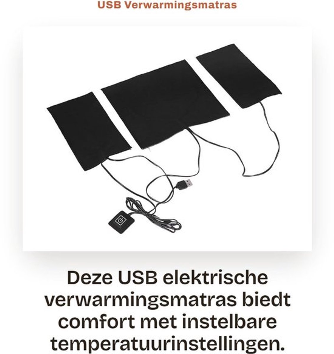 USB Verwarmingsmatras met Instelbare Temperatuur