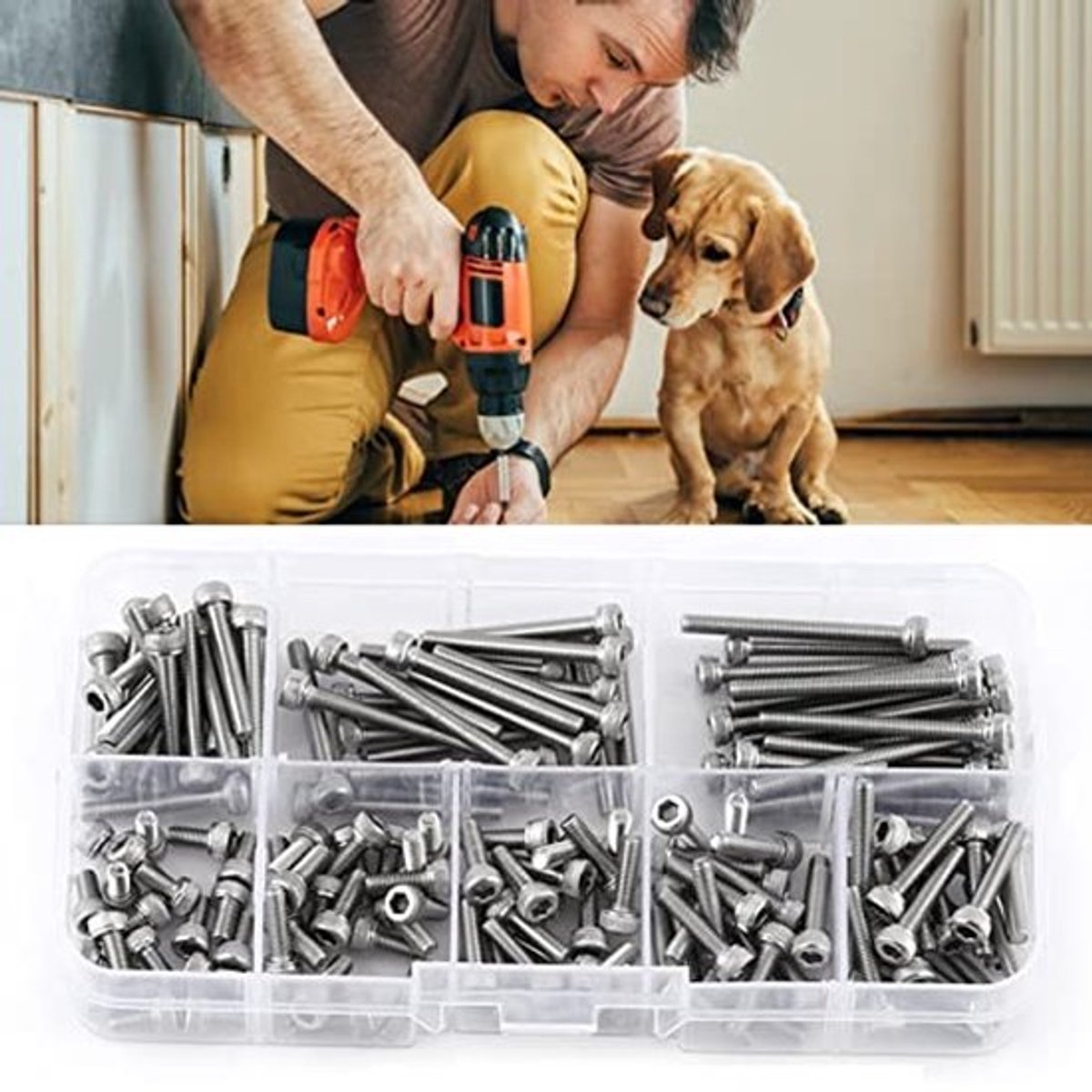 Schroefset - M3 Hex Schroeven - 160 Stuks - 6-30 mm - Hoogwaardige Bevestiging - Ideaal voor Doe-Het-Zelf Projecten - Kleur