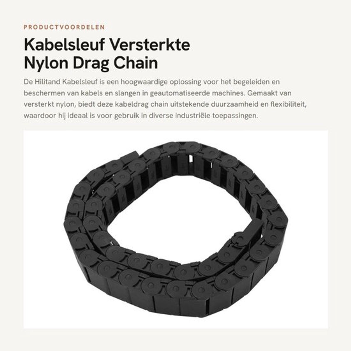Kabelsleuf - Versterkte Nylon Drag Chain - 1M - Zwart - 15mm x 30mm - Duurzaam en Flexibel - Geschikt voor Kabelmanagement - Zwart