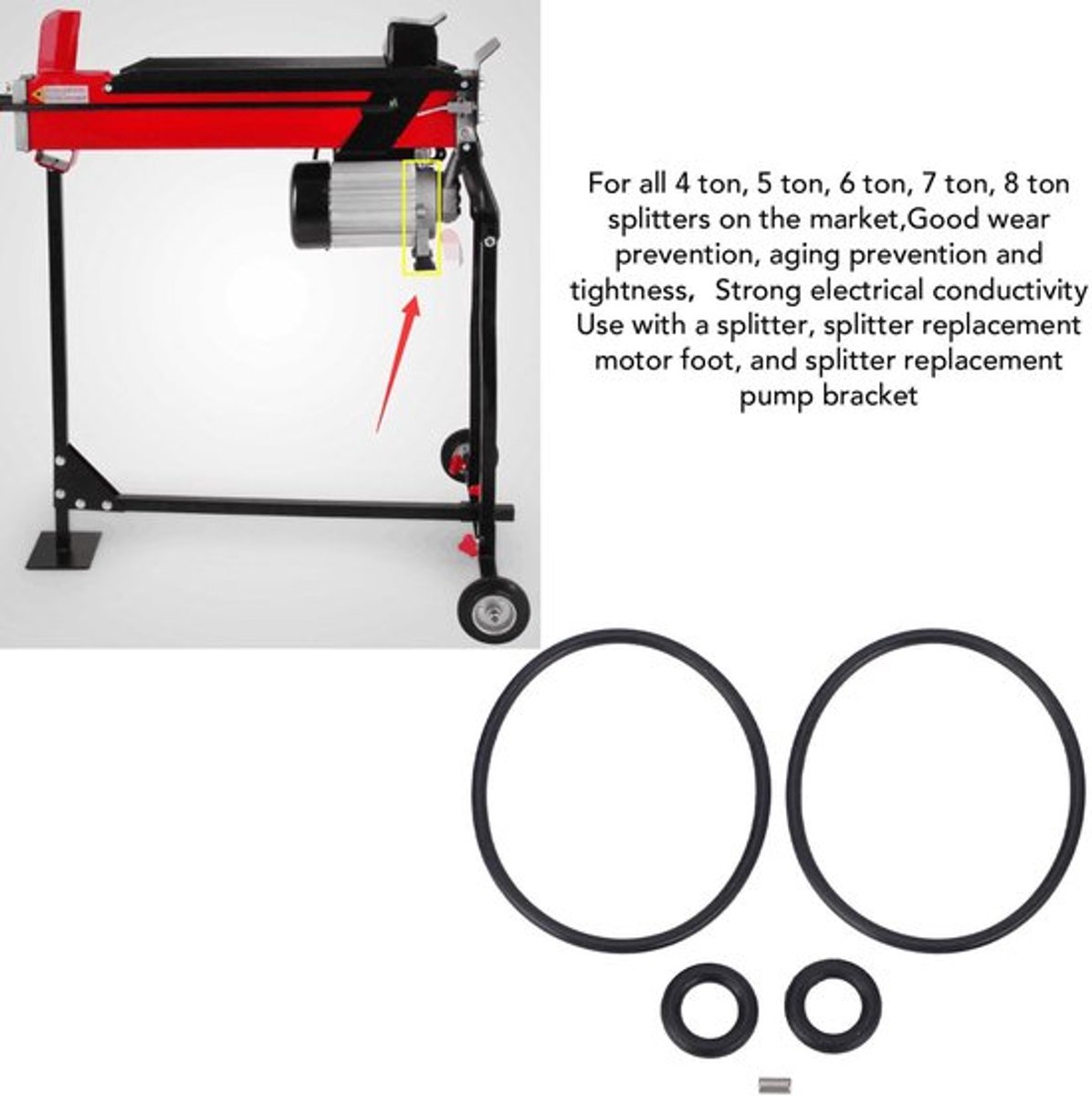 Log Splitter Seal Kit Rubber - Afdichtingsstrip - Hydraulische Cilinder - 4-8 Ton - Olie/waterbestendig - Temperatuurbestendig tot -40°C/100°C - Afdichtingsset