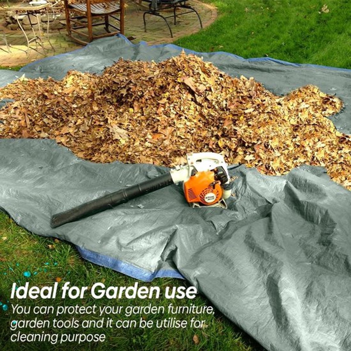 Dekzeil 1,2 m x 1,8 m - Lichtgewicht PE Kunststof - Waterdicht Grondzeil - Multifunctioneel - Bescherming voor Tuinmeubelen - Schuur/Camping - Tarp