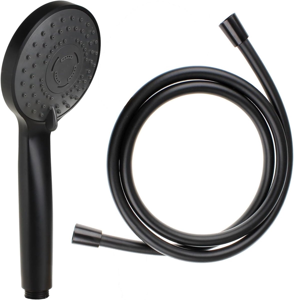 SnelShoppen - Handdouche met Slang Zwart Douche Set - Douchekop met 3 Jets - Massage & Standaard Functie - Anti-kalk - 9.5 cm Diameter - Modern Design