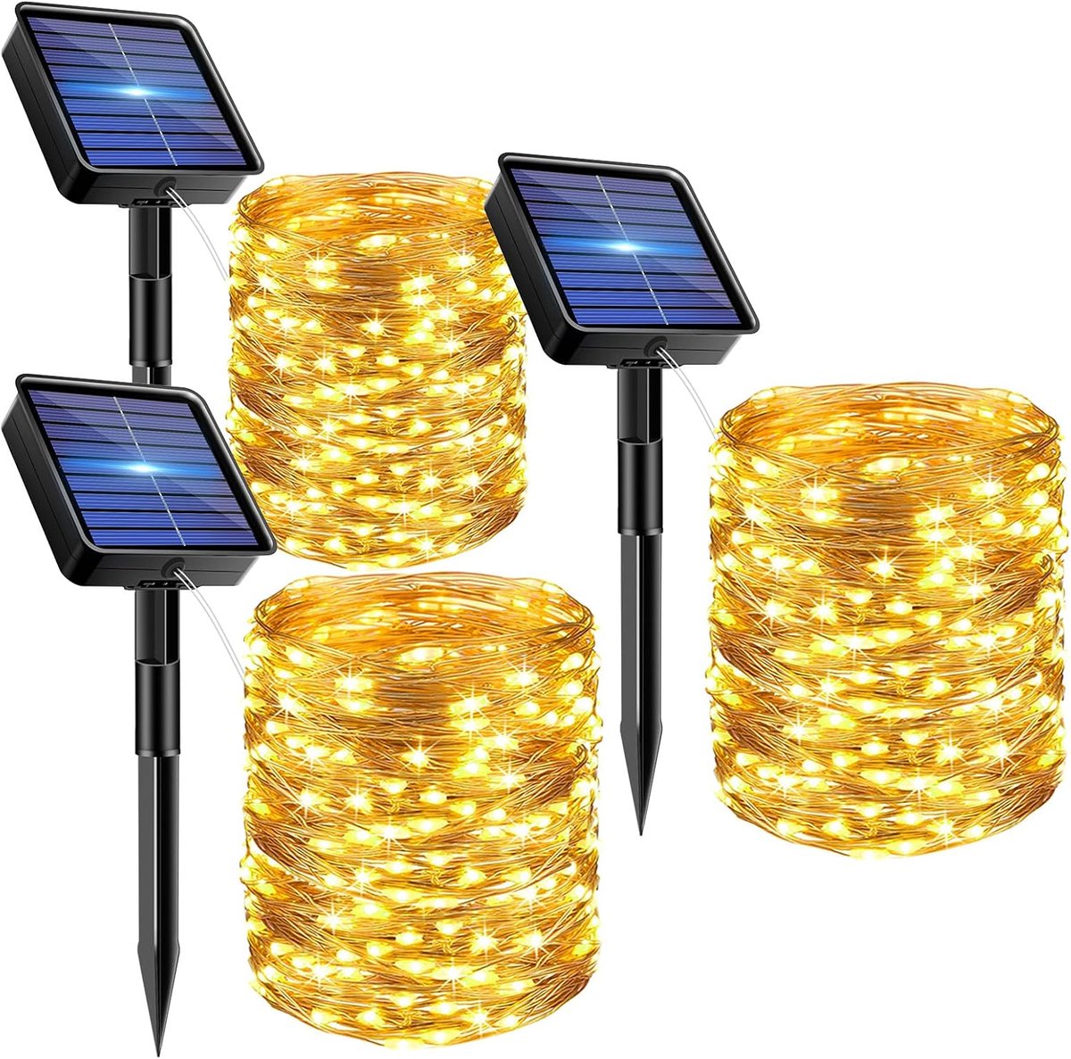 SnelShoppen - Lichtsnoer op Zonne-energie 15m, 150 LEDs, Waterdicht IP65, 8 Modi, Tuin Decoratie, Warm Wit, Buiten, Hek, Boom, Balkon, Binnenplaats, F