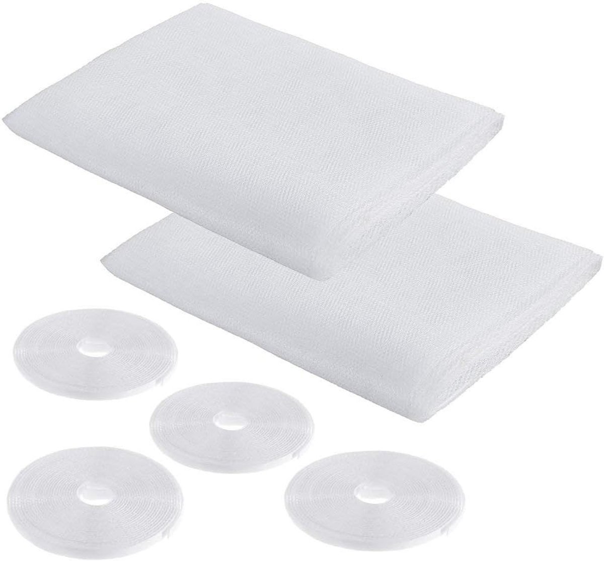 Insectenscherm voor ramen, 2 pakketten, zelfklevende tape, vliegen- en muggenbescherming, 2 m x 1,5 m, wit, eenvoudig te installeren en ideaal voor elk raam
