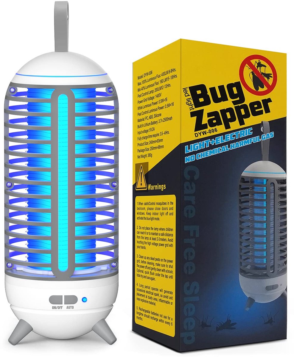 SnelShoppen - Elektrische Insectenverdelger Muggenlamp 2-in-1 USB Oplaadbaar met LED Licht IP65 Waterdicht Draagbare Vliegenval voor Binnen en Buiten