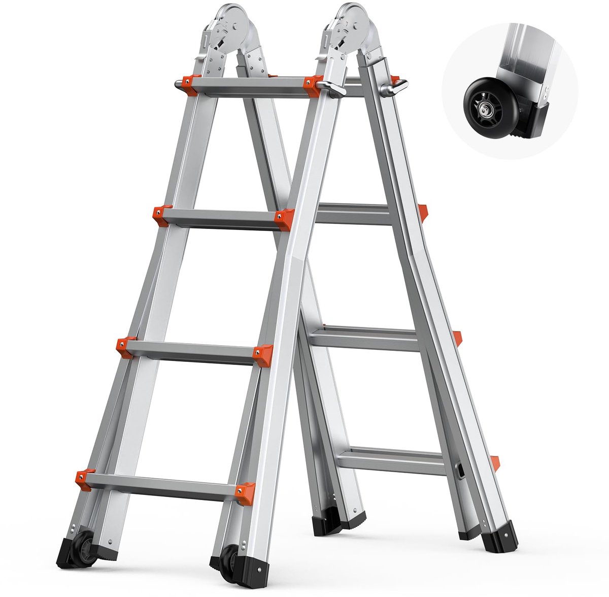 SnelShoppen - Telescopische Ladder A-frame Aluminium Uittrekbare Ladder Multifunctioneel 150 kg Draagkracht voor Huiswerk Trappen Binnen en Buitendake