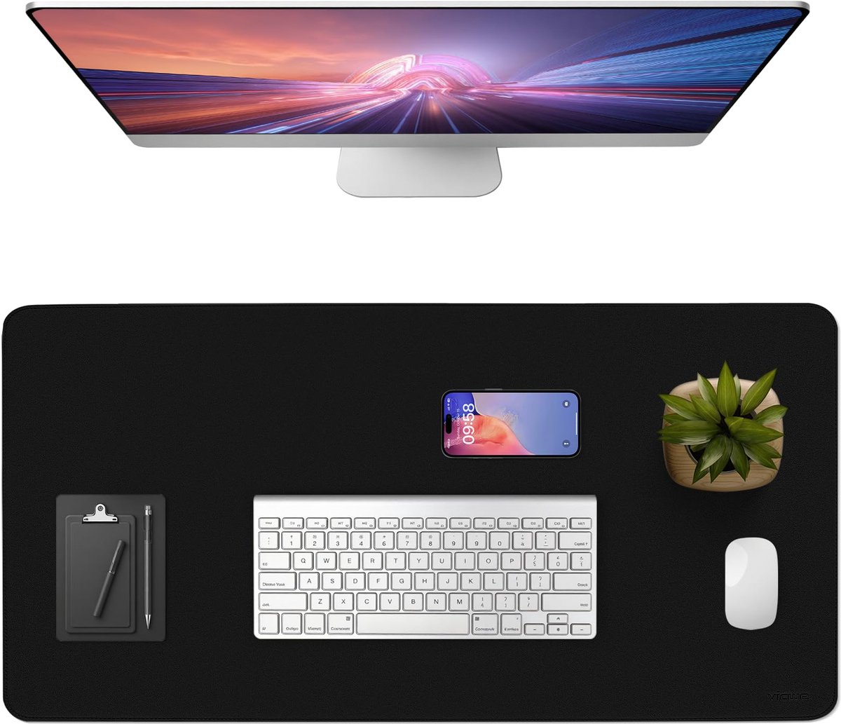 SnelShoppen - Antislip Bureaulegger 120 x 60 cm Muismat PU-Leder Zwart - Multifunctionele Beschermmat voor Kantoor en Laptop, Ideaal voor Thuis en op