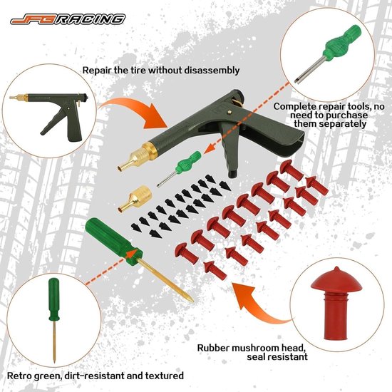 Bandenreparatieset met 16 Paddenstoelstekkers voor Auto's, Motorfietsen en Vrachtwagens — afbeelding 5