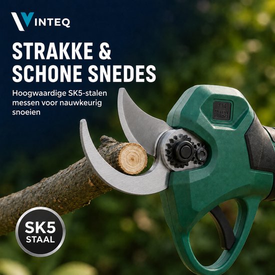 Vinteq Elektrische Snoeischaar - Accu Snoeischaar - Tuinschaar - Takkenschaar - Incl. Koffer - 2x 4Ah Accu - 40mm - Groen van Vinteq® — afbeelding 5