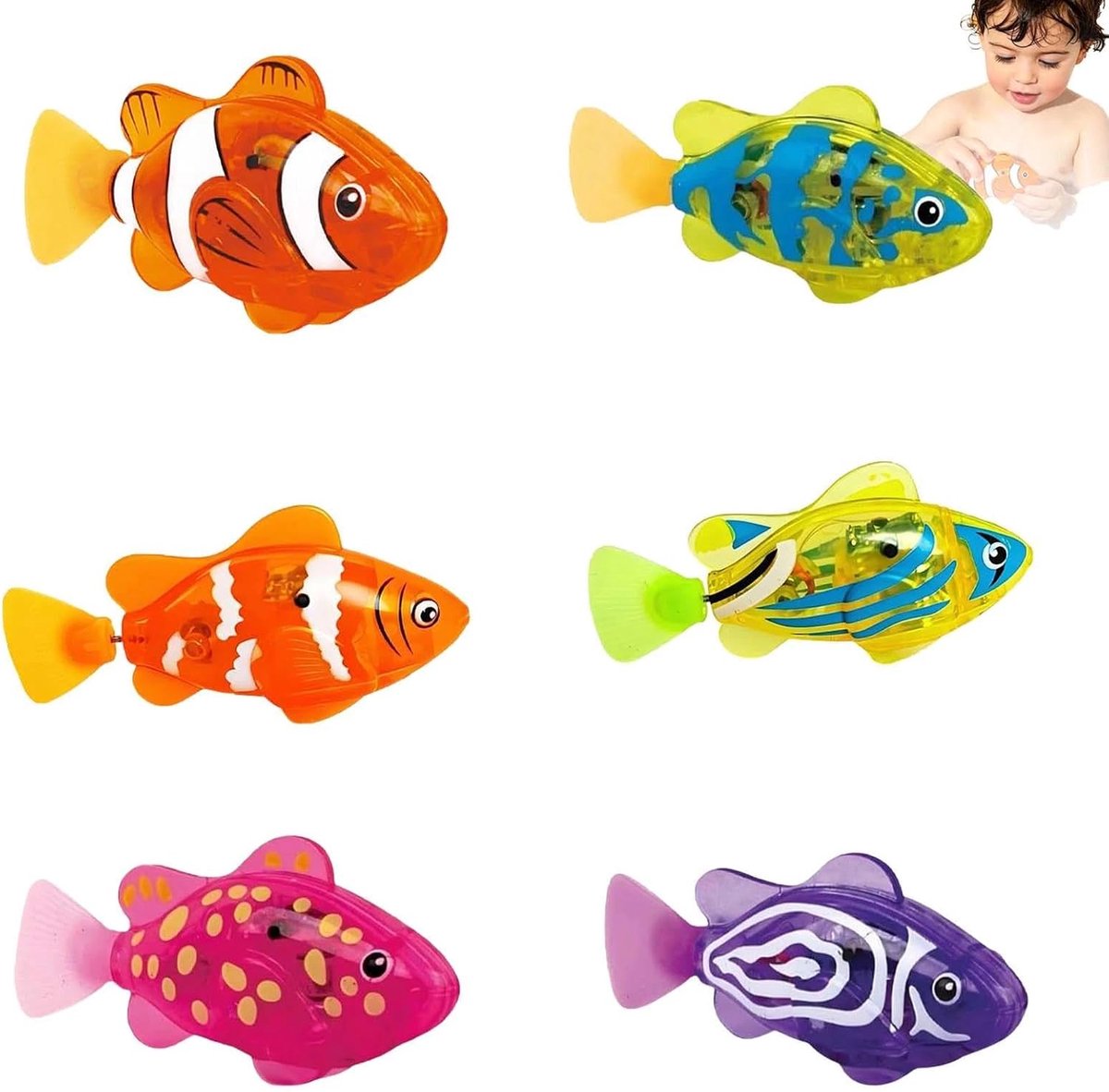 KZQ Sensor-Gestuurde Lichtgevende Badvisjes 6 Stuks – Zwemmen Automatisch Met Led – Interactief Waterspeelgoed Voor Baby Peuter En Kind
