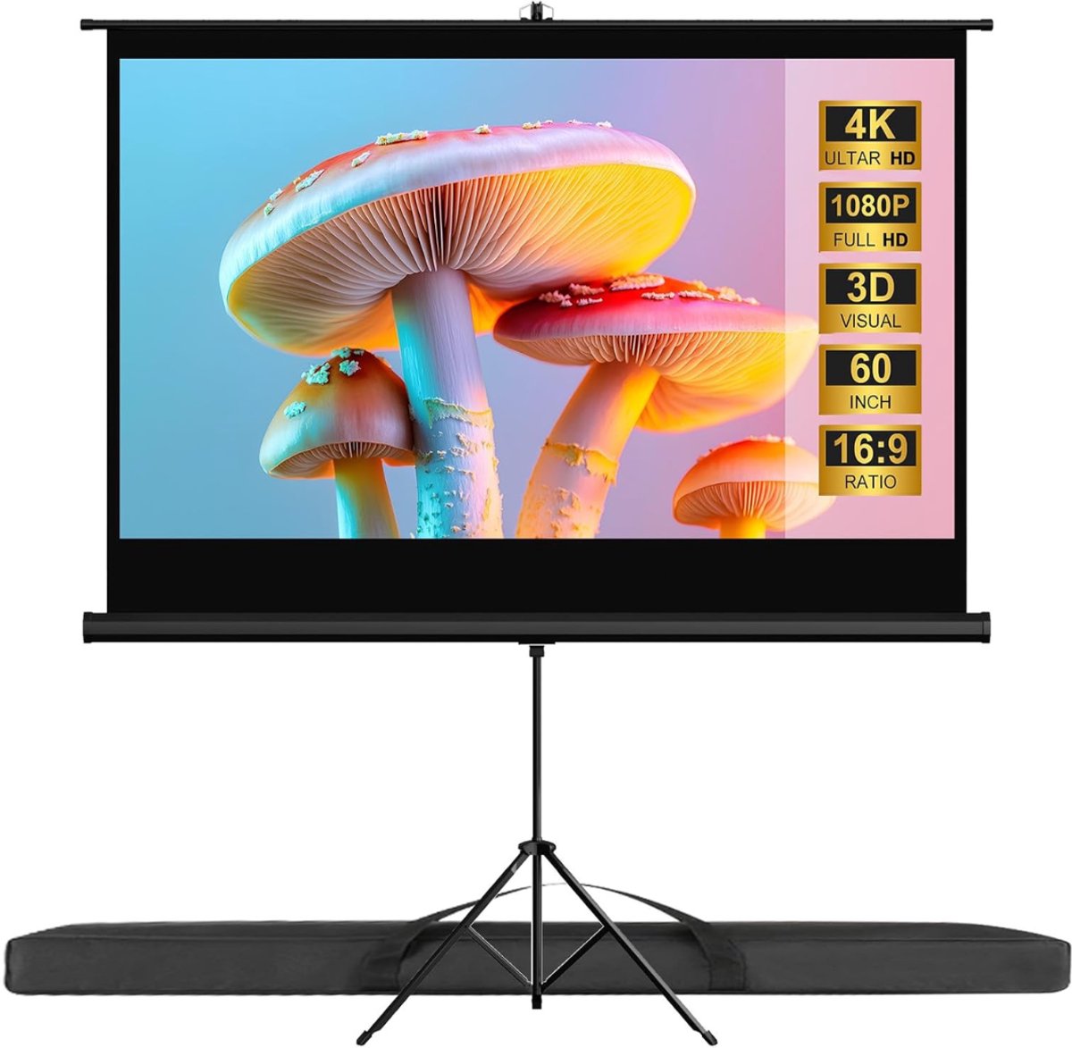 ApexArte® Projectorscherm Statief - Mobiel Scherm - Thuisbioscoop Creëren -Zwart