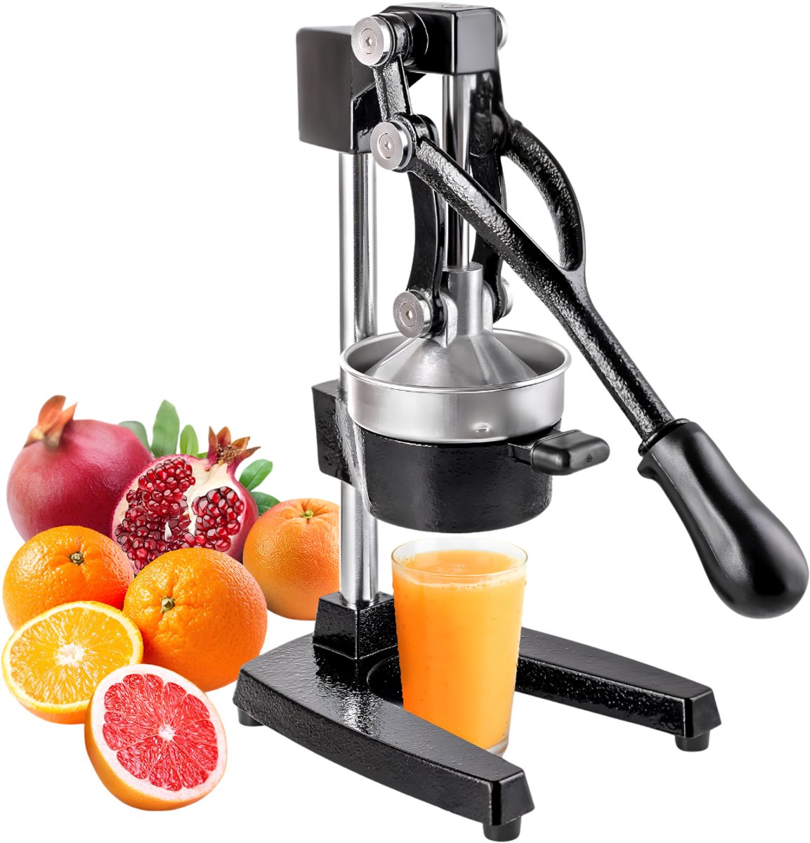 JCP® Citruspers - Handmatige Sapcentrifuge Van Metaal - Staande Sapcentrifuge - Zwart - 18cm x 29cm x 40cm
