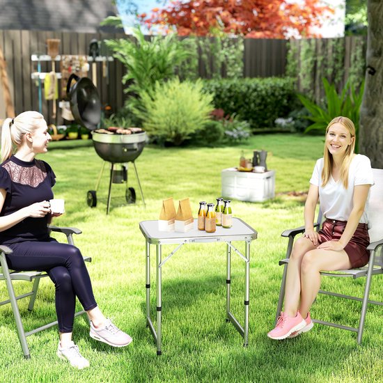 1 stuk - Vouwbare tafel - Camping tafel - Tuin tafel - Hoogte verstelbaar - Aluminium legering - Medium density fiberboard - Wit — afbeelding 5