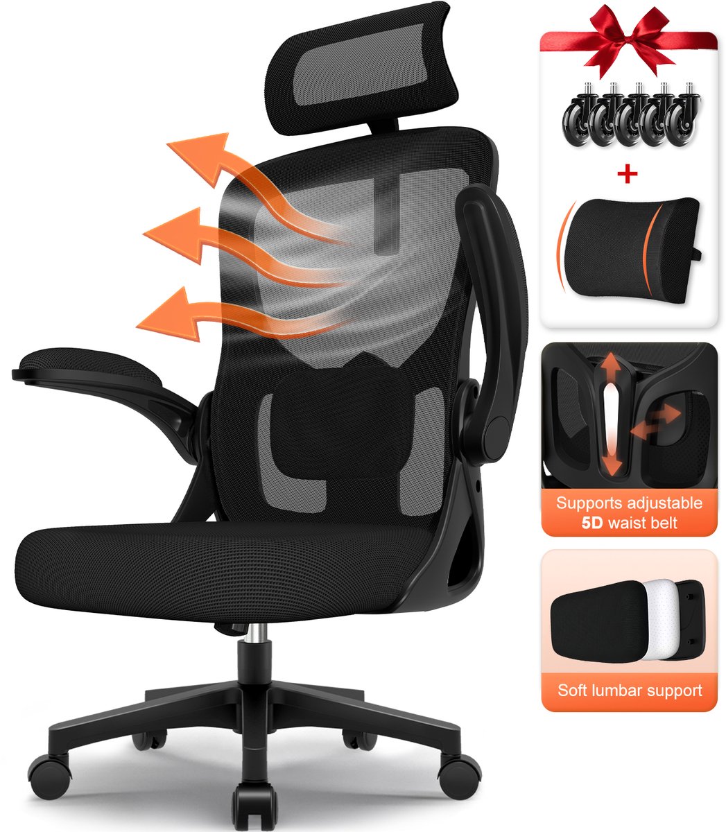 Bureaustoel Hiaonyx - ergonomische stoel voor volwassenen - Bureaustoel - €189,99