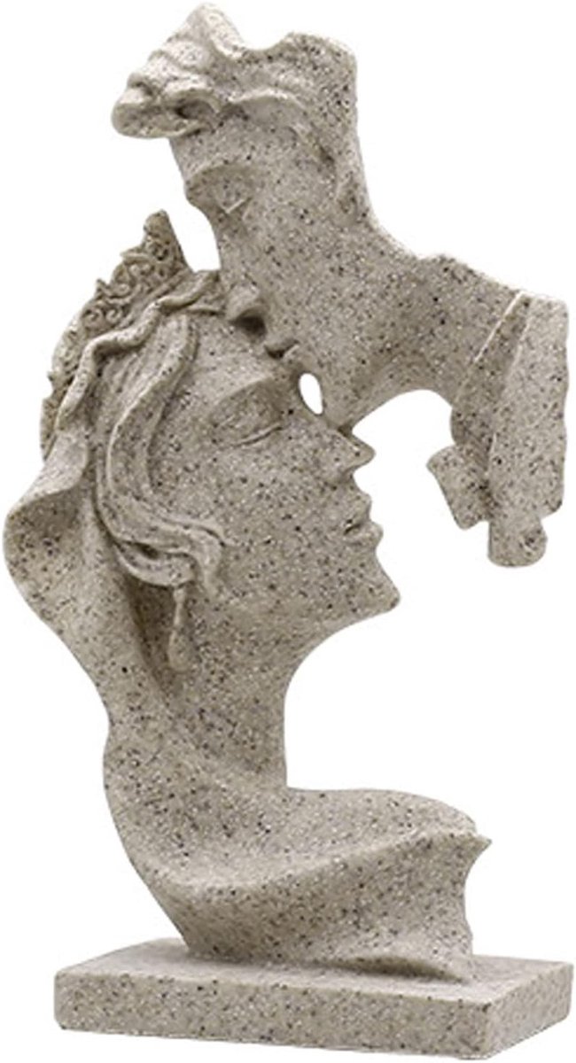 Abstracte Sculptuur van een Kussend Koppel, Moderne Decoratieve Beelden voor Woonkamer, Uniek Cadeau-idee van Polyhars