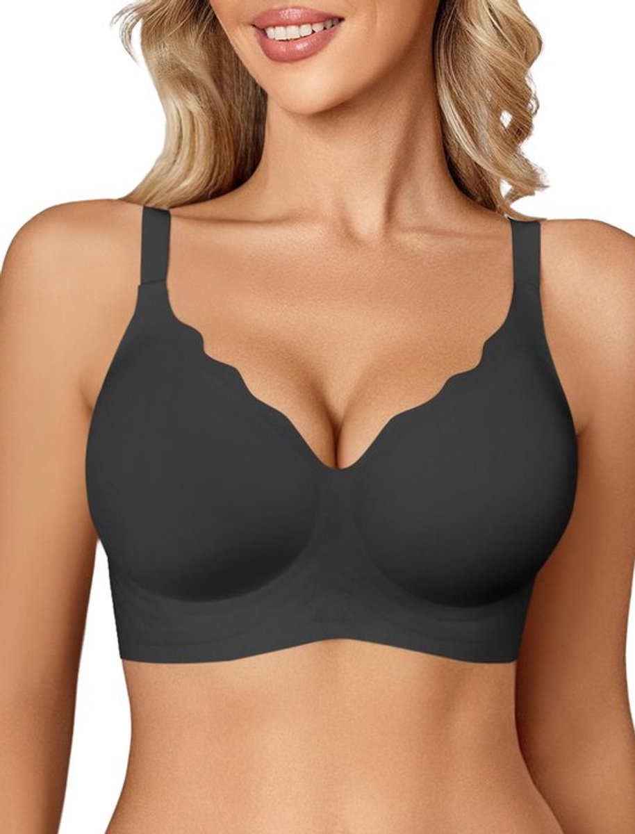 Draadloze jelly-bh's voor dames, push-up bralette met volledige dekking, bh zonder beugel, comfortabele naadloze T-shirt-bh voor elke dag(XL).