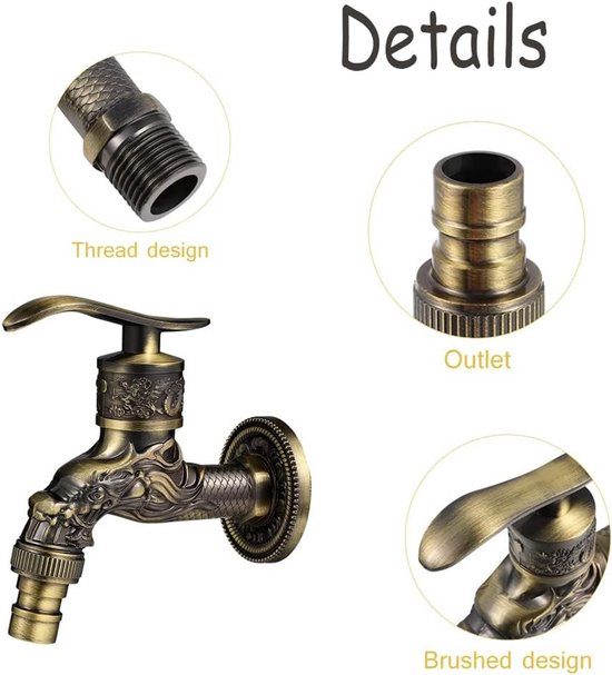 Retro Muurkraan van Messing - Antiek Design met Draak Motief voor Tuin, Badkamer en Keuken Decoratie — afbeelding 2