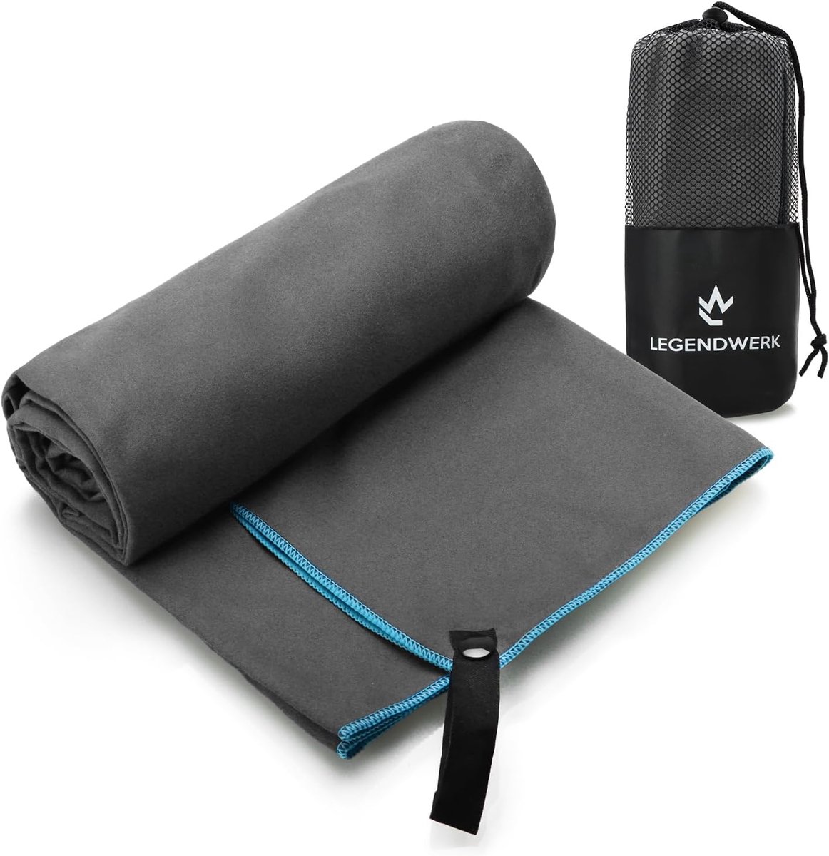 SnelShoppen - Microfibre Handdoek 160x80 cm - Lichtgewicht & Sneldrogend - Perfect voor Sport, Sauna, Strand & Reizen - Inclusief Haak en Opbergtas -