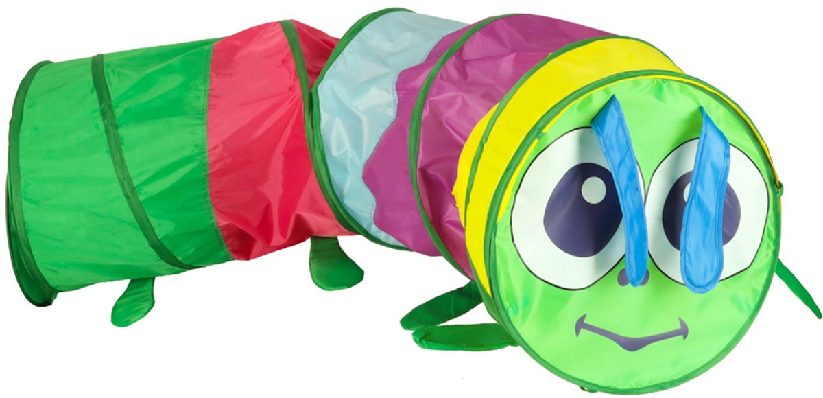 Kindertunnel Rups – Speeltunnel voor Kinderen – Binnen & Buiten – Opvouwbaar – 174 x 45 cm – Meerkleurig