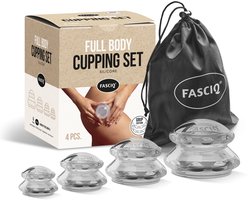 FASCIQ® Cupping Set – 4 siliconen cups met extra grip - bindweefselmassage, spierherstel - cellulite behandeling - massage - huidverbetering