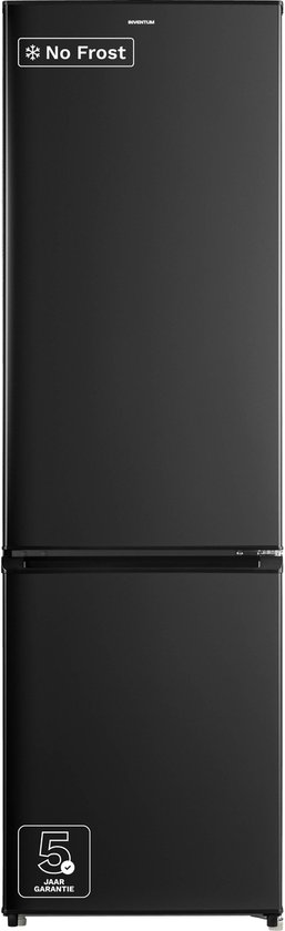 Inventum KV1808B No Frost energiezuinige koel-vriescombinatie - 180 cm hoog - 270 liter - Superkoelen - Supervriezen - Energielabel D - Vrijstaand - Zwart