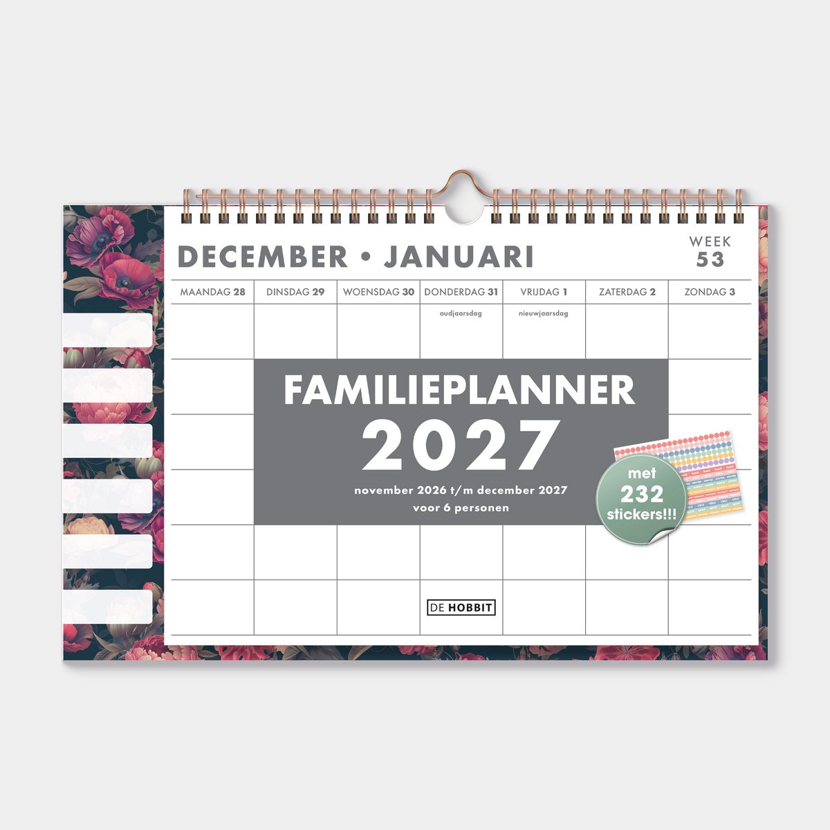 Hobbit - Familieplanner 2027 - (22 x 34 cm) - Familiekalender - 1 week op 1 pagina - 6 personen - Klassiek