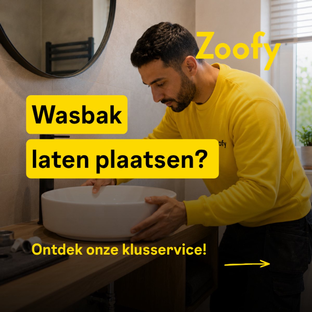 Boek een vakman voor zoofy wasbak plaatsen – door Zoofy in samenwerking met Bol