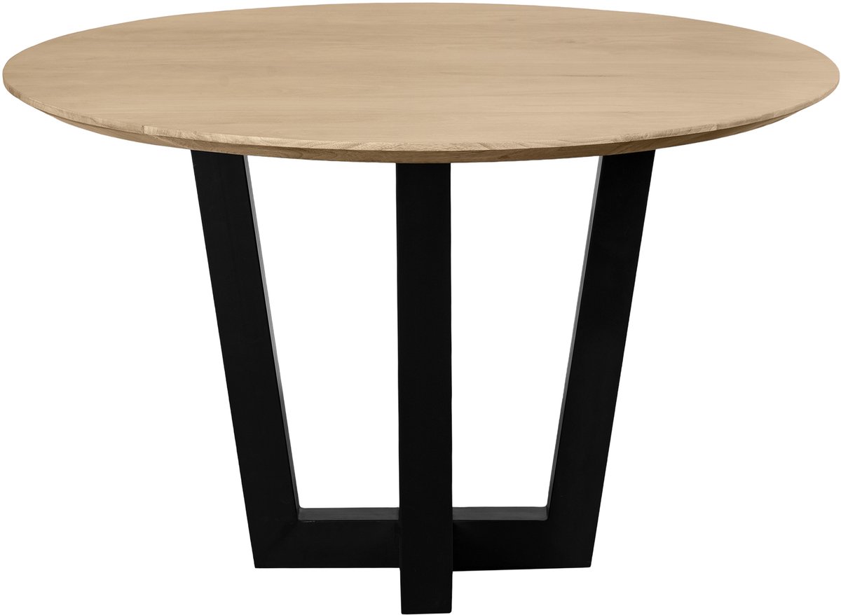 QUVIO Eettafel Sofia - Rond - ø120 cm - W-poot - FSC® gecertificeerd mangohout - Naturel