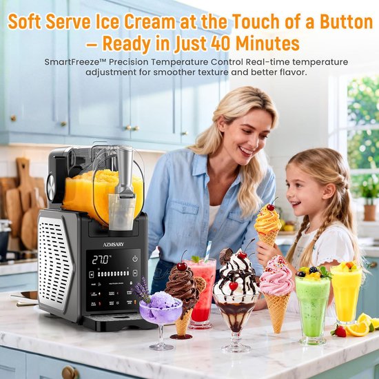 Slush Machine 2,5 Liter - Ijsmachine en Slushie Maker voor Thuis - Frozen Drink Maker met LED Display, 6 Programma’s en Automatische Reiniging - Voor Slush, IJs, Frappés en Milkshakes — afbeelding 5