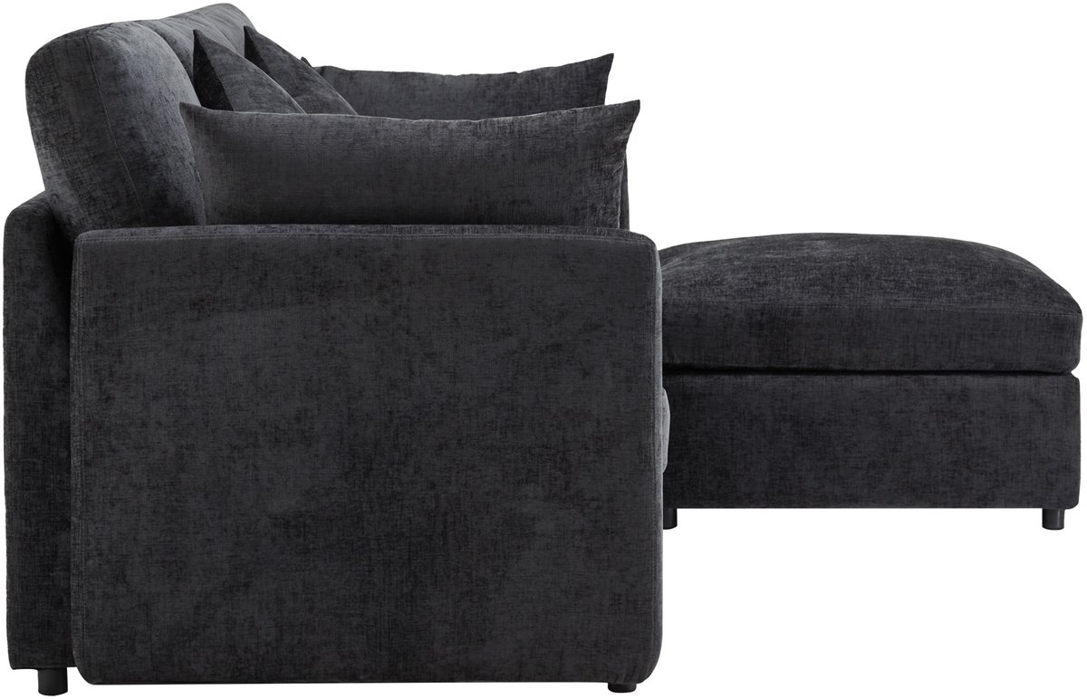 DESMIU Hoekbank 216 x 161 x 81 Cm - Modulaire Bank Met Verplaatsbare Hocker En 4 Kussens -