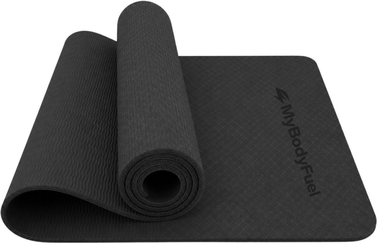MyBodyFuel Yoga Mat - 6 mm - 183×61 cm - Zwart - Duurzaam TPE - Anti-Slip Fitnessmat