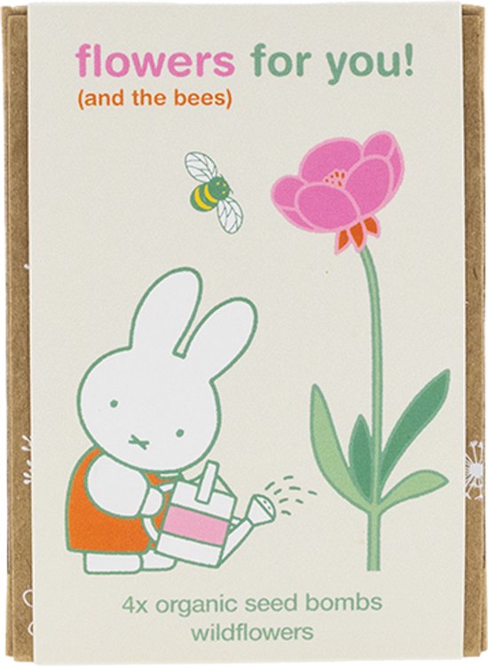 Blossombs Gift Box Mini Nijntje Flowers For You – 4 Zaadbommetjes – Wilde Bloemenmix – Cadeau Bedankje – Voor Bijen en Vlinders