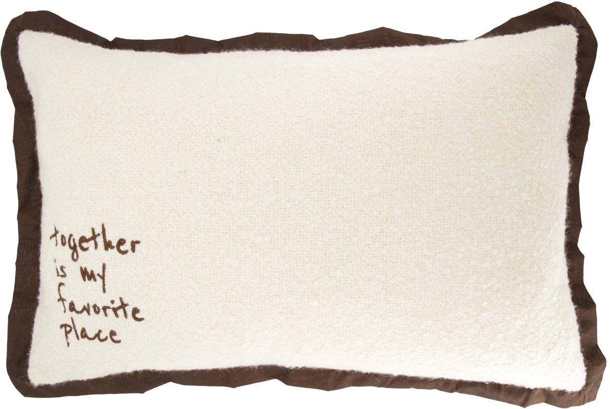 Zusss Cushion Favorite Place Boucle 40X60cm - 100% Katoen - Off White / Darkbrown - 40X60cm