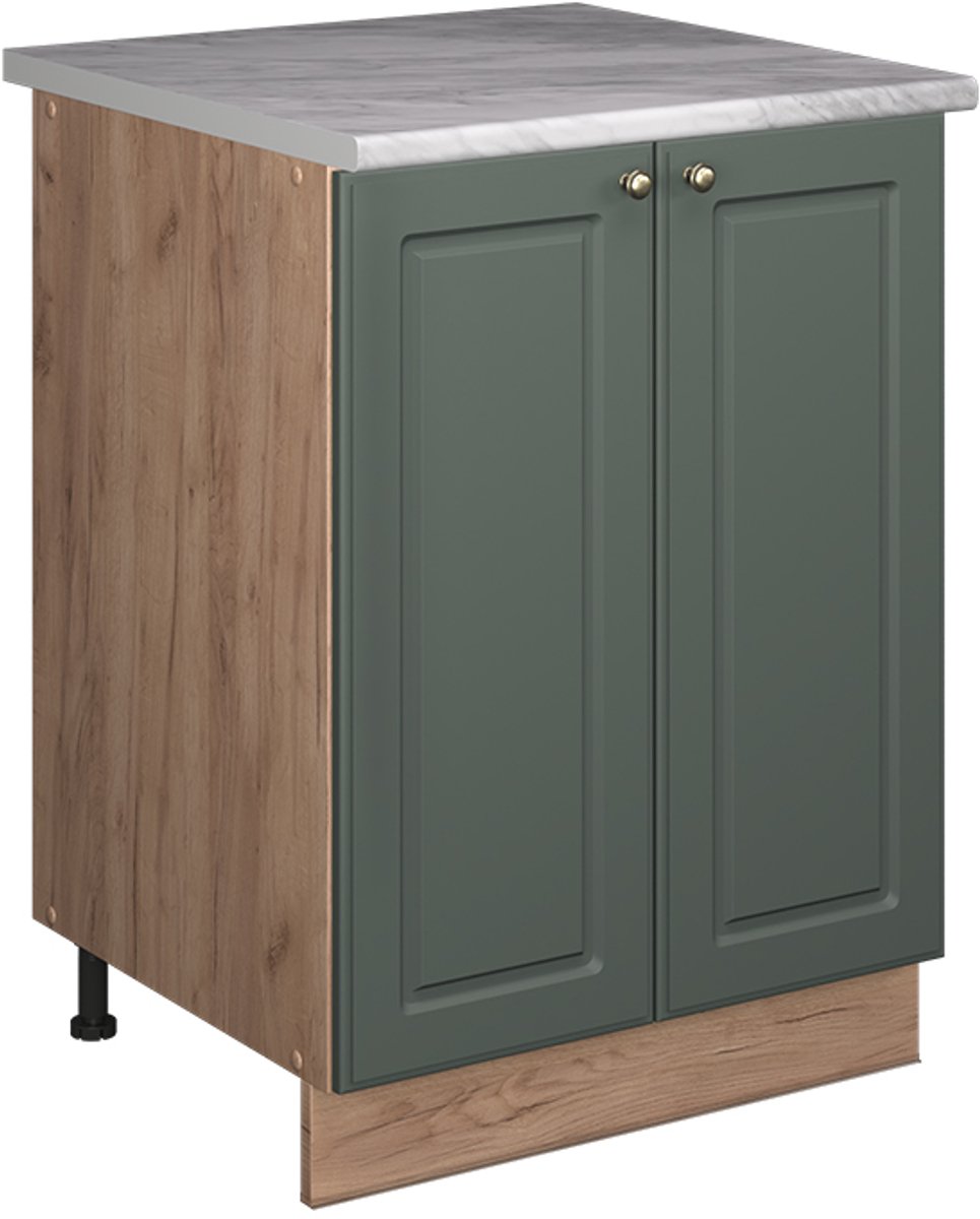 Vicco Wastafelkast Fame-Line, Groen-Goud Landhuis/Goudkleurig Eiken, 60 cm