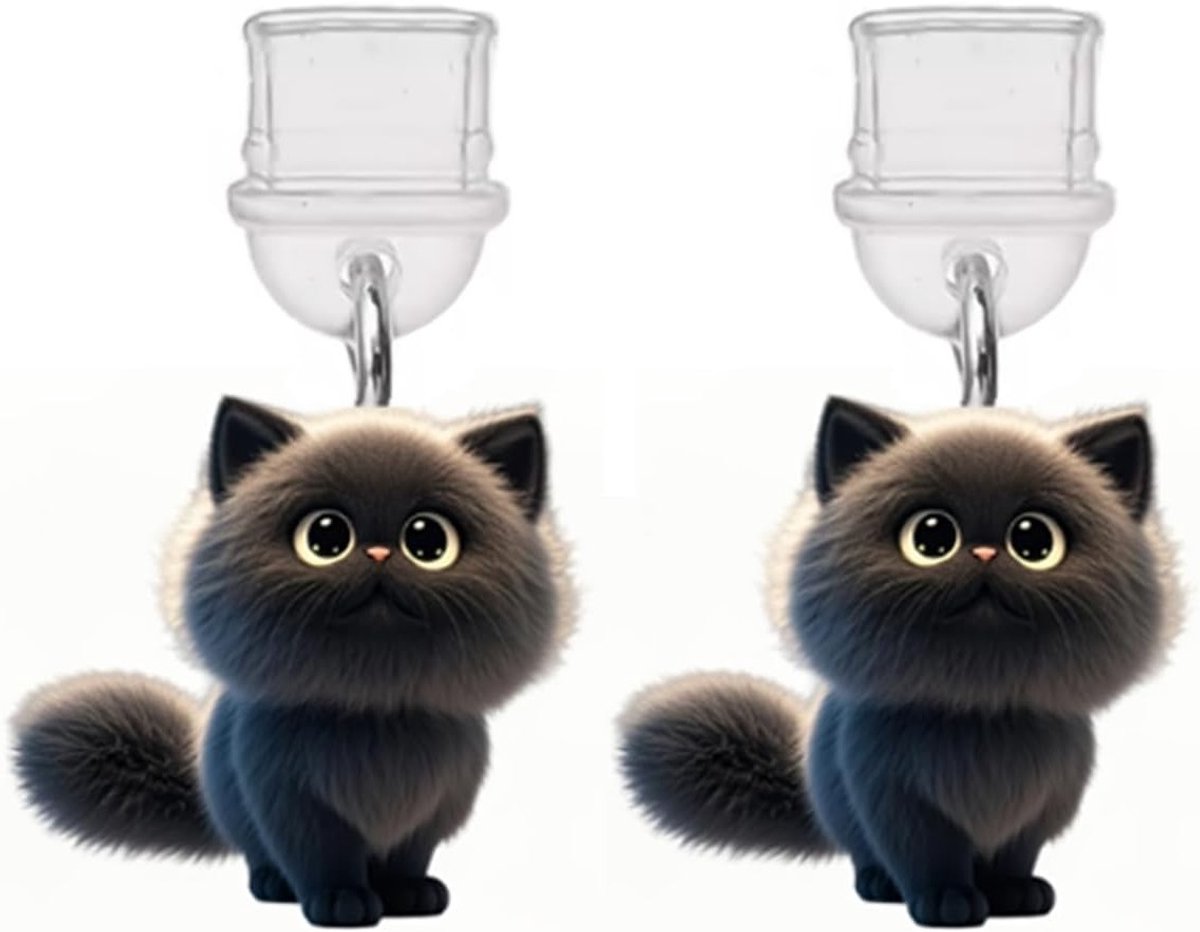 Set van 2 USB C Stofbescherming Stofpluggen met Acryl Kat Hanger, Geschikt voor Mobiele Telefoons, Tablets en E-Readers