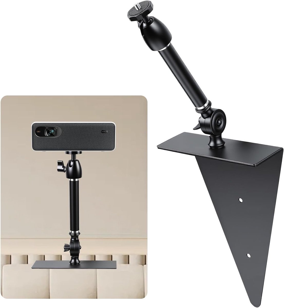 Verstelbare Projector Beugel voor Bed en Bank, Verborgen Ontwerp, Geschikt voor de meeste Projectoren, 20 cm Lengte, Ideaal voor Thuisbioscoop en Presentaties