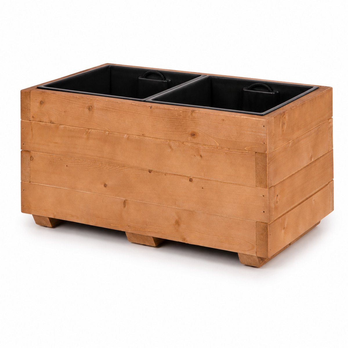 Plant&Bak Plantenbak met Binnenbak Vurenhout L62 × B33 × H32 cm – Houten Plantenbak voor Buiten – Uitneembare Binnenbak – Notenbruin