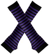 Armwarmers – Set van 3 paar – 30 x 8 cm – Gestreepte handschoenen – vingerloze handschoenen – dameshandschoenen – rekbare handschoenen – armwarmers – handschoenen – handschoenen tot aan de elleboog – – Geschikt voor dames, feestjes, enz.