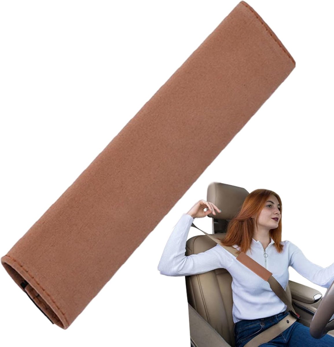 Veiligheidsgordelkussen - Gordelbeschermer Comfort - Comfortabel Rijden - Versterkt Gewatteerd - Universele Pasvorm - Kaki