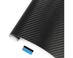 3D Zwarte Carbon Fiber Vinyl Wrap Rol met Luchtontsnapping - Zelfklevende Film Inclusief Installatietool (30cm x 300cm) voor Auto en Meubelvernieuwing