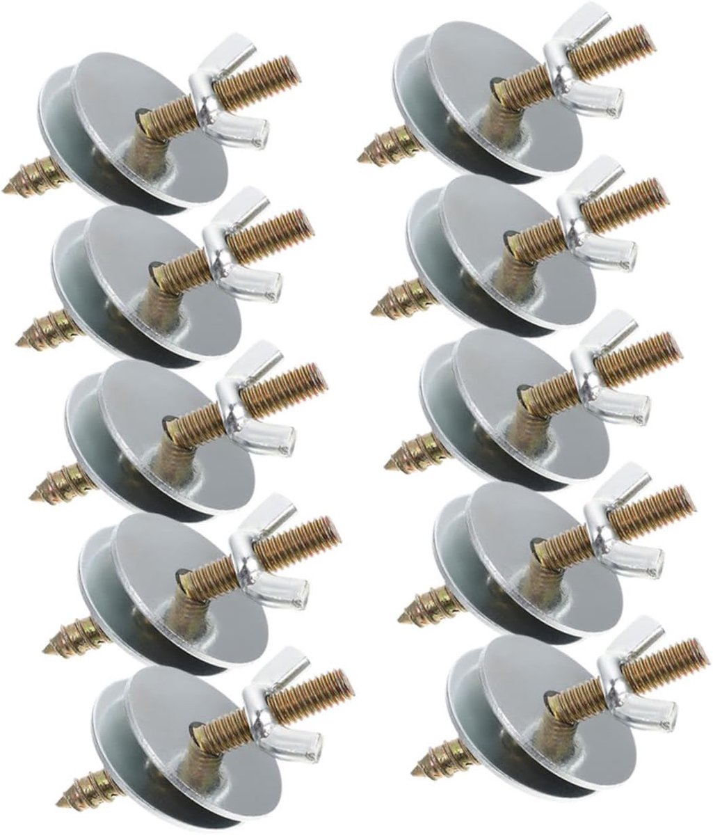 Vogelkooi Schroeven - Bevestigingsschroeven Set - Vogelverblijf Inrichten - Met Vleugelmoeren - 10 Stuks - Zilver