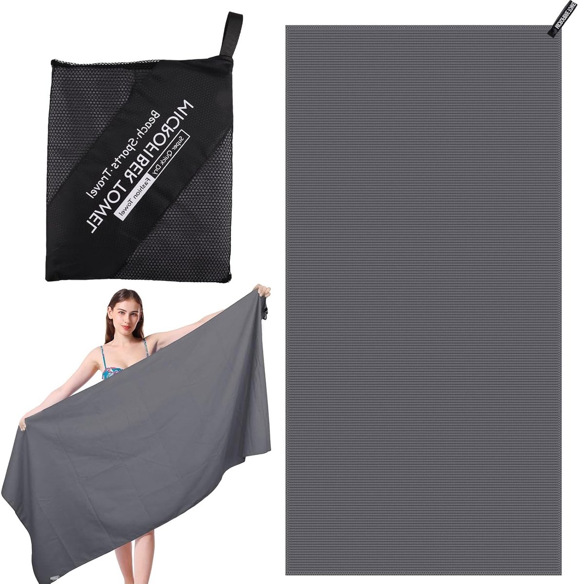 Microfiber Strandhanddoek voor Volwassenen 180x80cm - Compact, Sneldrogend en Ideaal voor Sport, Yoga en Camping