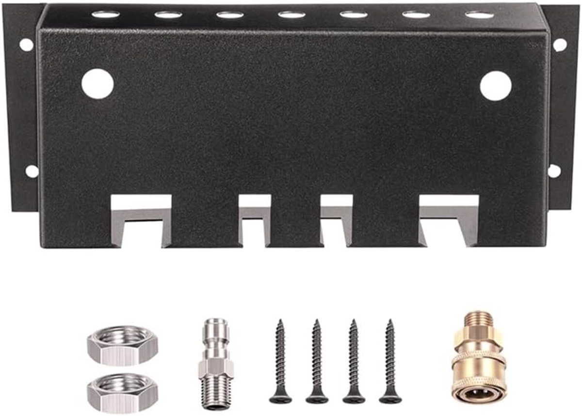 Hogedrukreiniger Organizer - Gereedschapshouder - Tuinonderhoud - 7 Spuitmond Houders - 27 x 11 x 6 cm - Zwart
