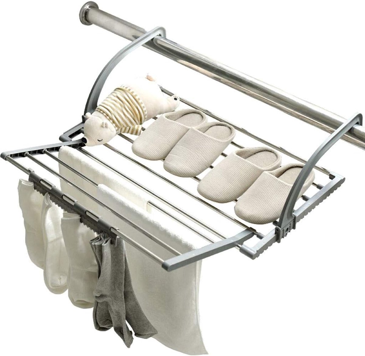 Opvouwbaar Droogrek - Kledingrek Balkon - Kleding Drogen - Ruimtebesparend Ontwerp - 69x38x20 cm - Zilver
